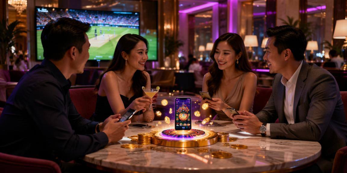 Ứng dụng casino trực tuyến trên smartphone với hiệu ứng neon